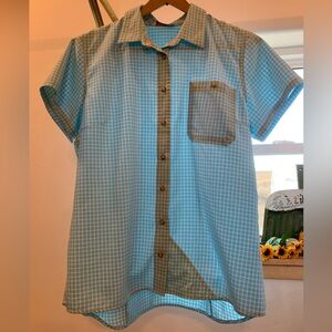 Orvis Blue and White Checkered Women's Button Down Shirt
